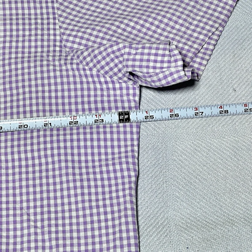 Vintage Polo by Ralph Lauren Button Shirt 2XL Seersucker Purple‎ Gingham Pocket